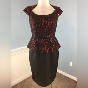 Lace Overlay Peplum Dress